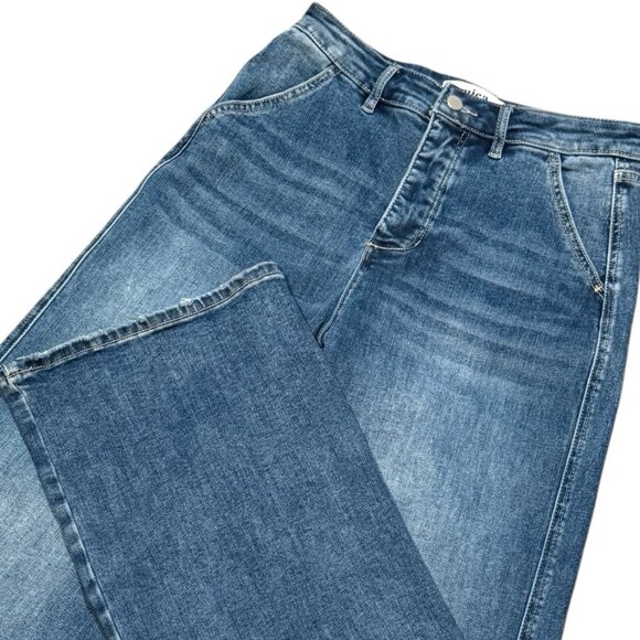 Mica Denim Wide Leg Womens Sz 27 High Rise Hidden Button Fly Medium Wash Jeans - Picture 1 of 15